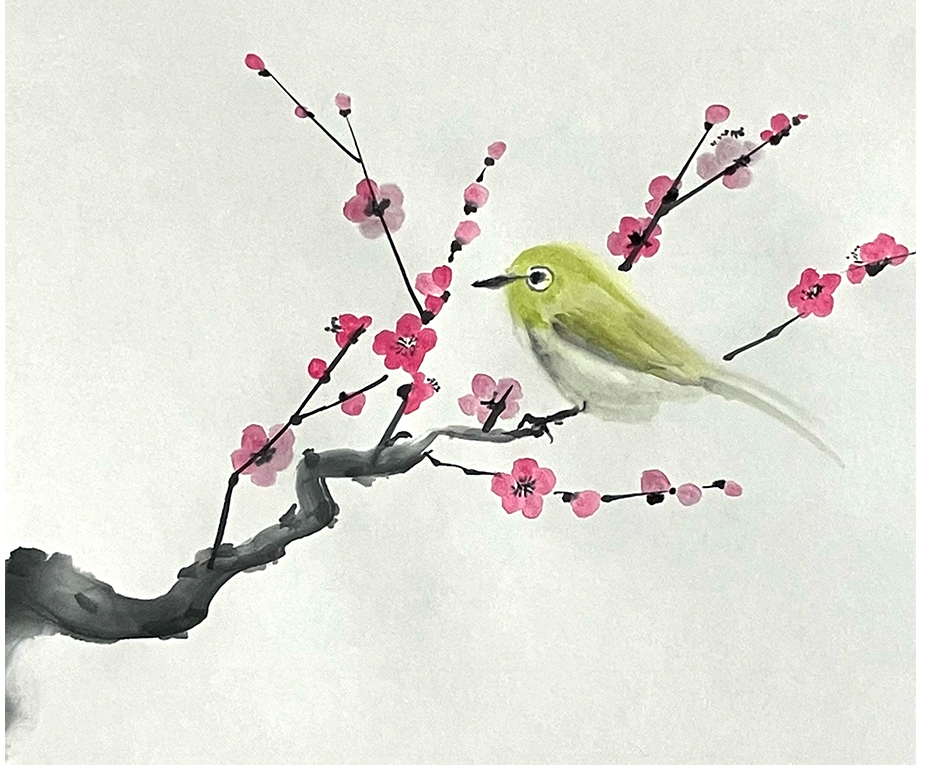 2/16(日)、23日(日)、26(水)、新春第2弾水墨画ワークショップ「梅に