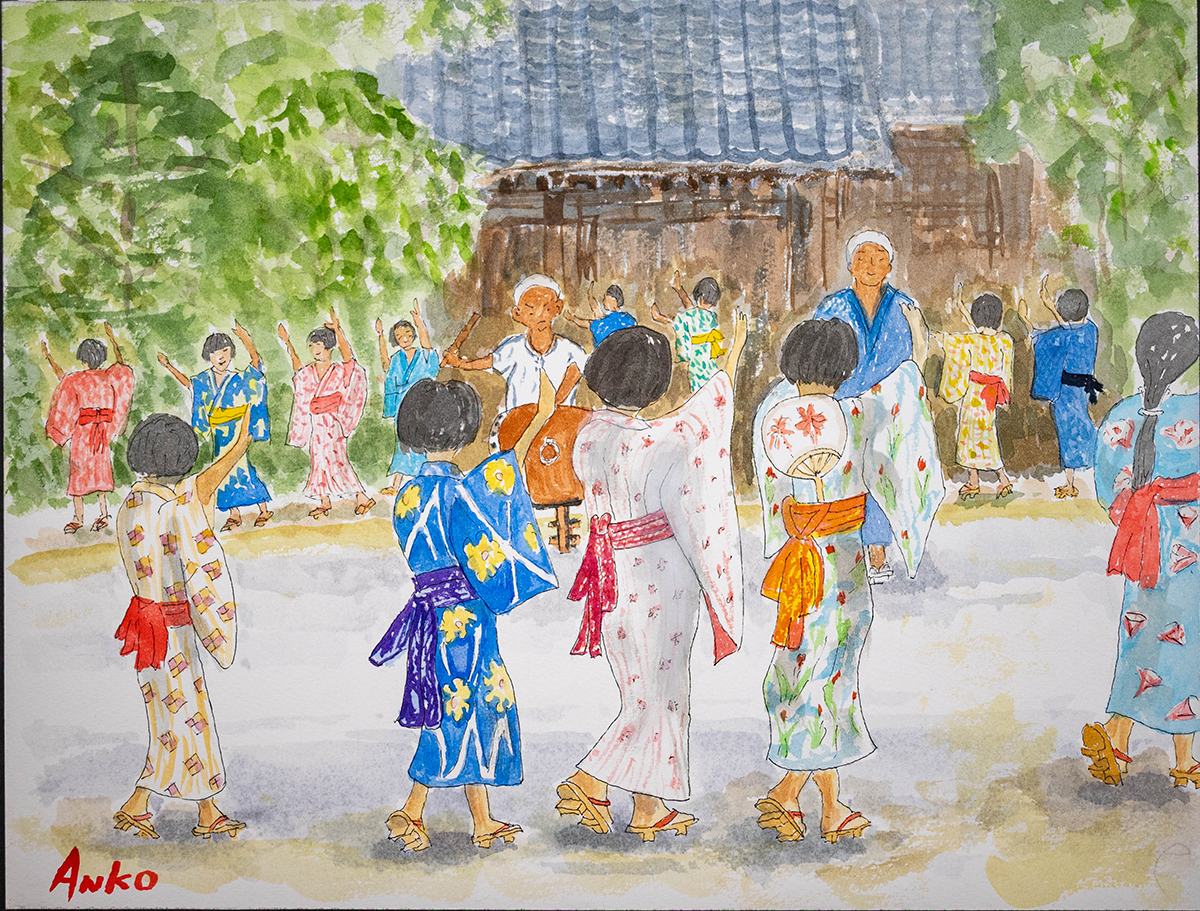 写真からよみがえる｜移りゆく浦安の風景を描く『善福寺 盆踊り』絵
